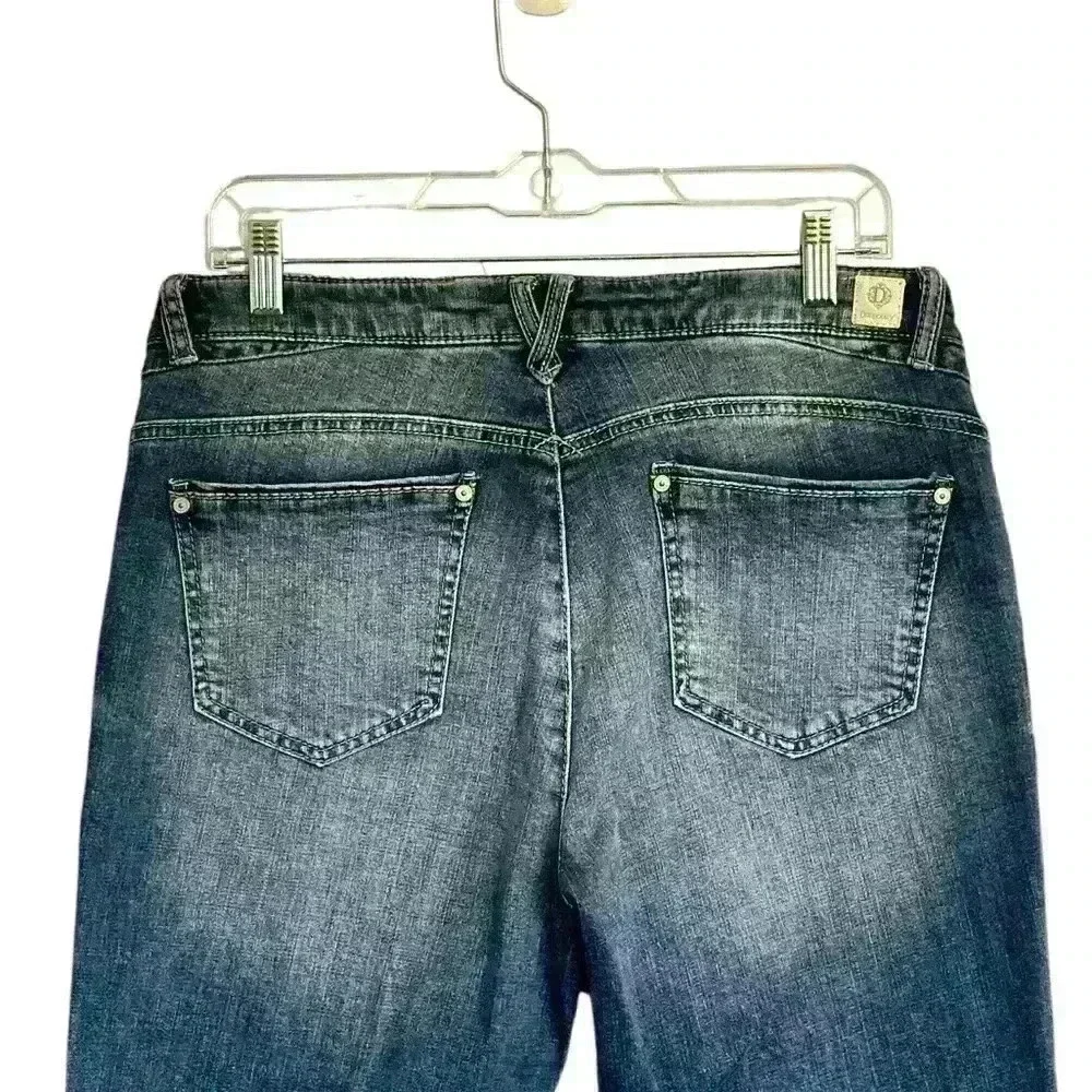 Democracy Flex-ellent Raw Hem Cropped Jeans Medium Wash Pearl Accents Women’s 10
